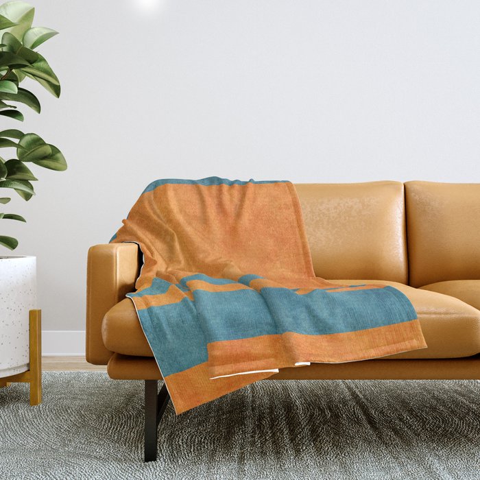 Teal Orange Minimalist Rich Texture Artwork Throw Blanket Gallery Image 1