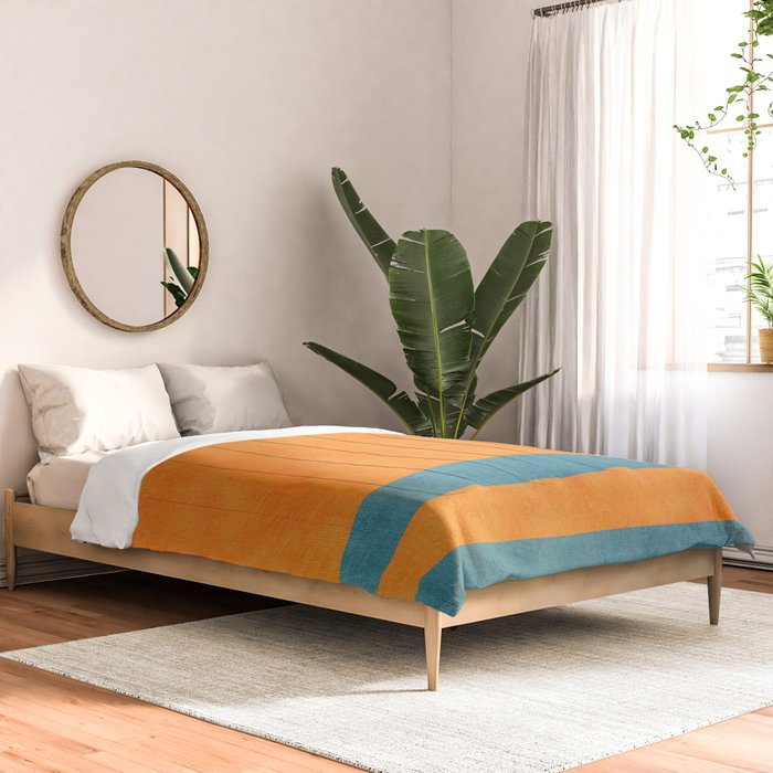 Teal Orange Minimalist Rich Texture Artwork Comforter Gallery Image 2