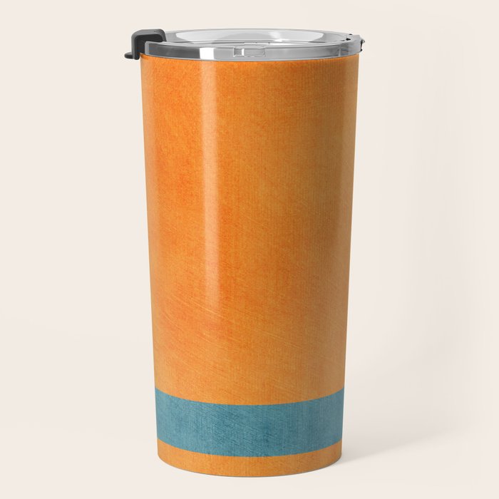 Teal Orange Minimalist Rich Texture Artwork Travel Mug Gallery Image 3