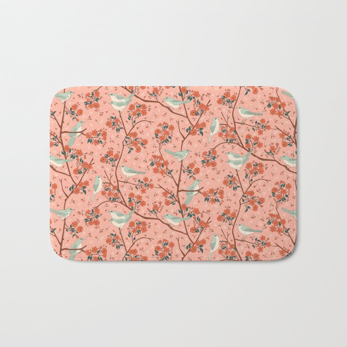 Birds In Cherry Blossom Trees Bath Mat Gallery Image 1