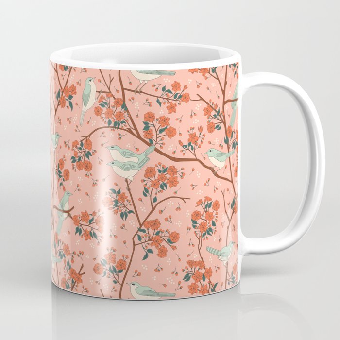Birds In Cherry Blossom Trees Coffee Mug Gallery Image 1