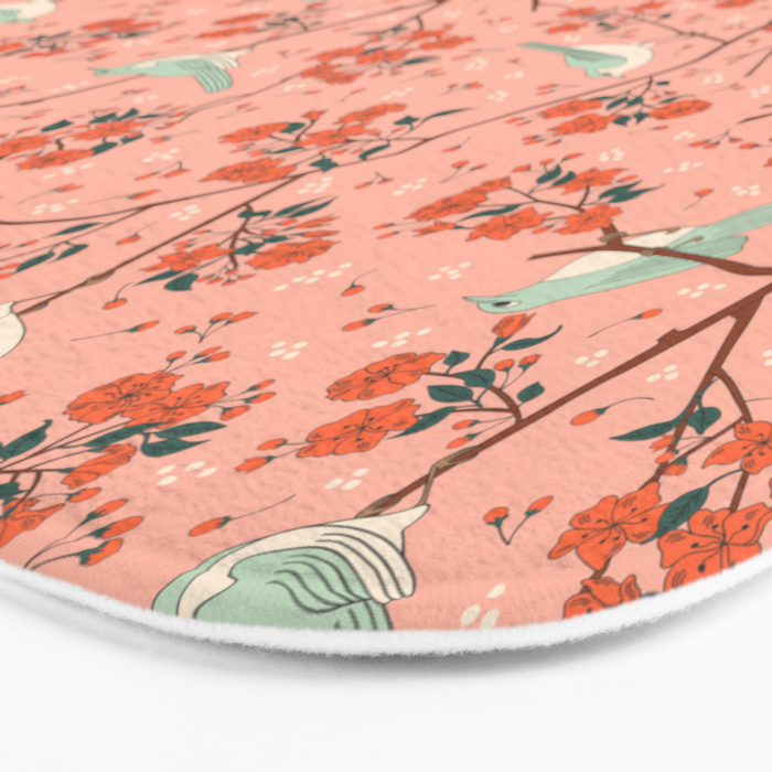Birds In Cherry Blossom Trees Bath Mat Gallery Image 3