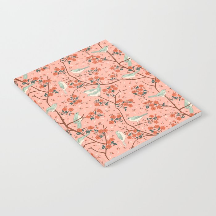 Birds In Cherry Blossom Trees Notebook Gallery Image 1