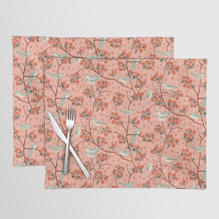 Birds In Cherry Blossom Trees Placemat Gallery Image 1