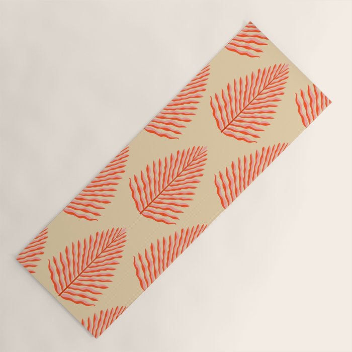 Pink and Red Organic Leaf Yoga Mat Gallery Image 1
