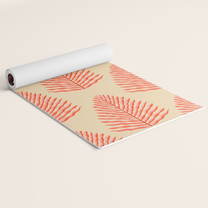 Pink and Red Organic Leaf Yoga Mat Gallery Image 2