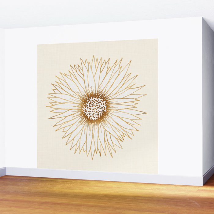 Gold Sunflower Drawing Wall Mural Gallery Image 2