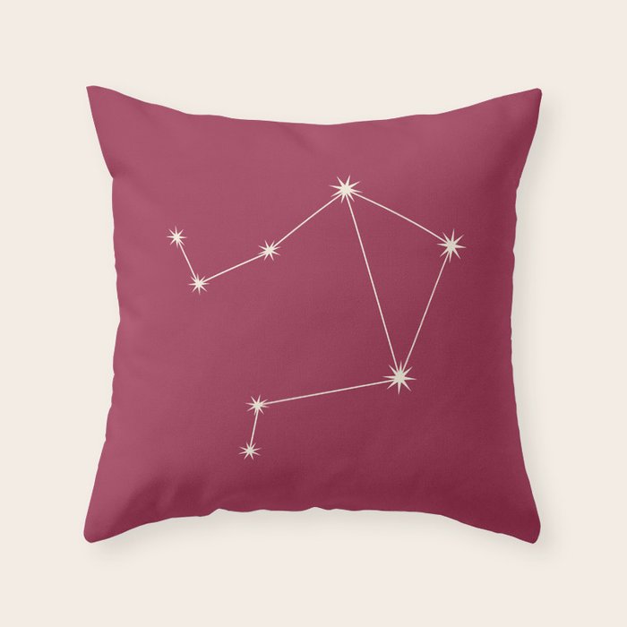 Libra Zodiac Star Constellation Line Art Pink Throw Pillow Gallery Image 6