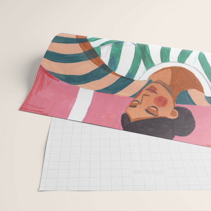 Woman in stripes in thought Wrapping Paper Gallery Image 2