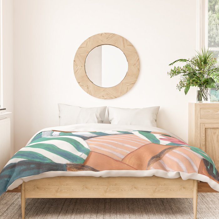 Woman in stripes in thought Duvet Cover Gallery Image 3