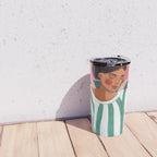 Woman in stripes in thought Travel Mug Gallery Image 4