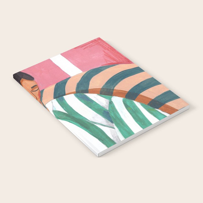 Woman in stripes in thought Notebook Gallery Image 2
