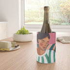 Woman in stripes in thought Wine Chiller Gallery Image 4