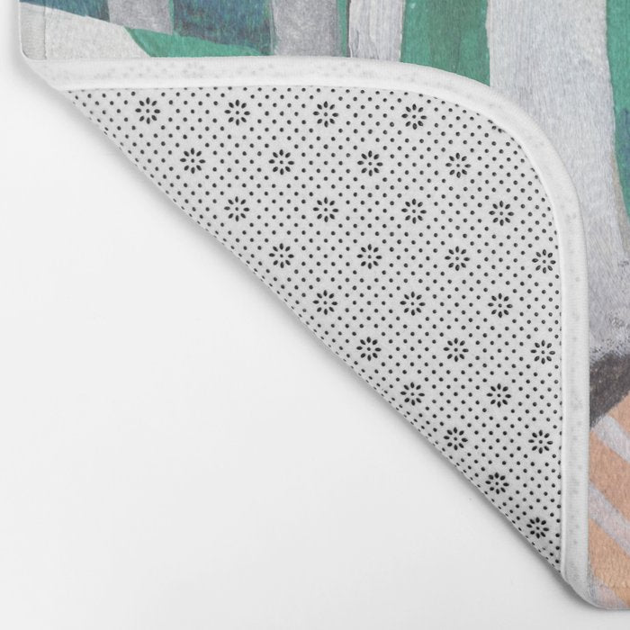 Woman in stripes in thought Bath Mat Gallery Image 2