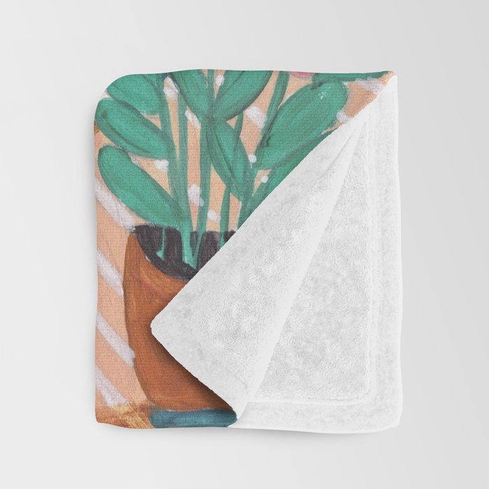 Woman in stripes in thought Throw Blanket Gallery Image 3