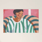 Woman in stripes in thought Welcome Mat Gallery Image 1