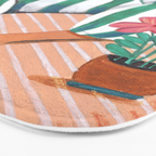 Woman in stripes in thought Bath Mat Gallery Image 3