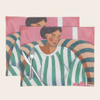Woman in stripes in thought Placemat Gallery Image 1