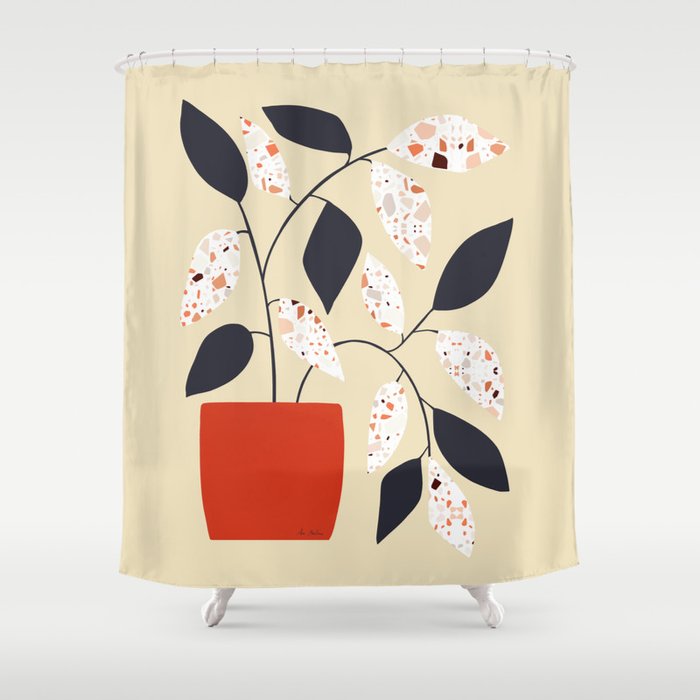Plants and terrazzo Shower Curtain Gallery Image 1