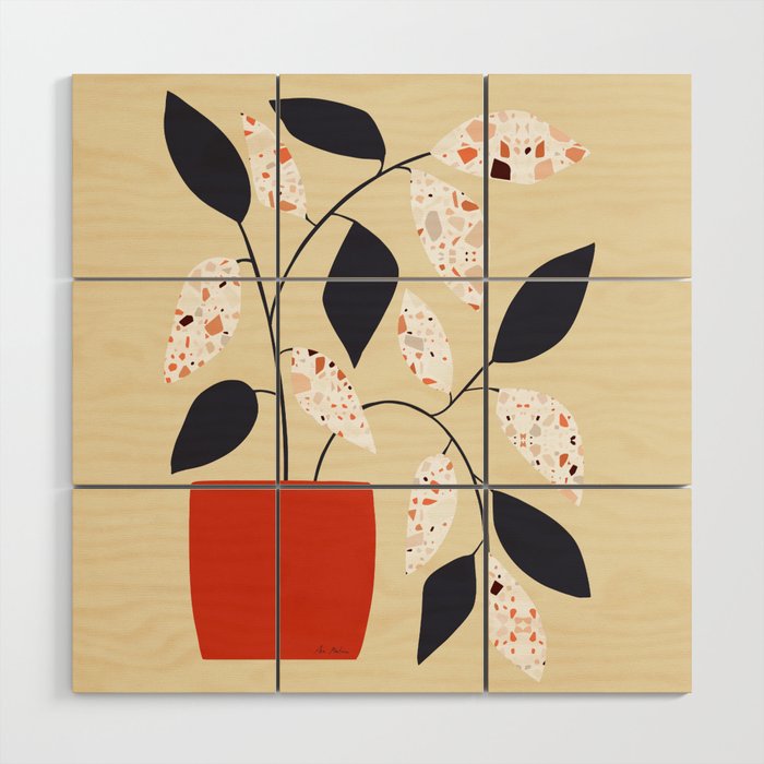 Plants and terrazzo Wood Wall Art Gallery Image 1