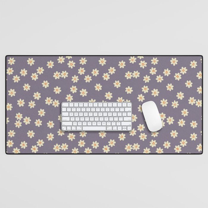 Tiny Flowers / Lavender & Orange Desk Mat Gallery Image 1