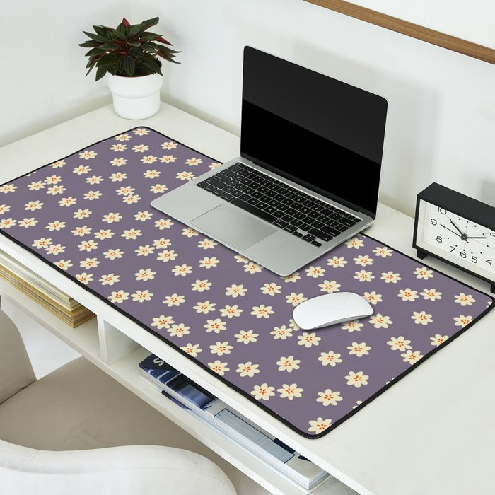 Tiny Flowers / Lavender & Orange Desk Mat Gallery Image 2