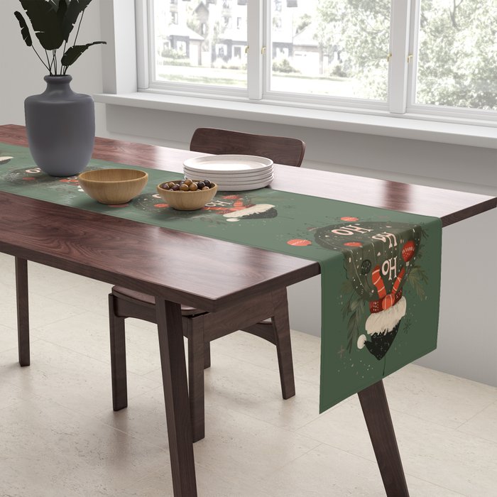 Festive Ho Ho Ho Bauble Green  Table Runner Gallery Image 2