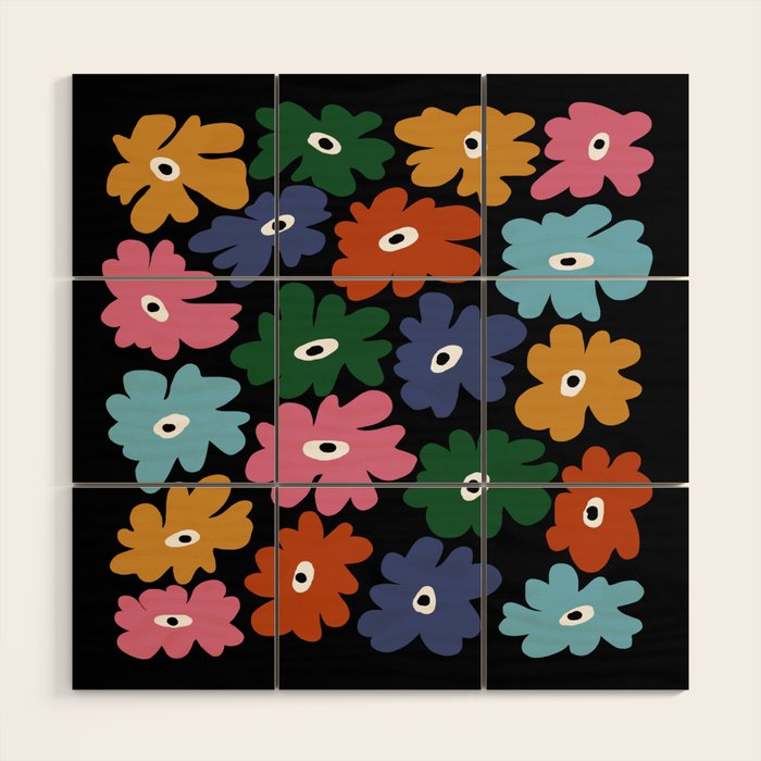 Retro blooming night  Wood Wall Art Gallery Image 1