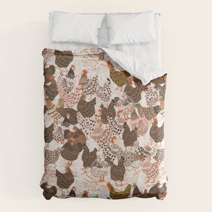 Favorite chickens brown Duvet Cover Gallery Image 1