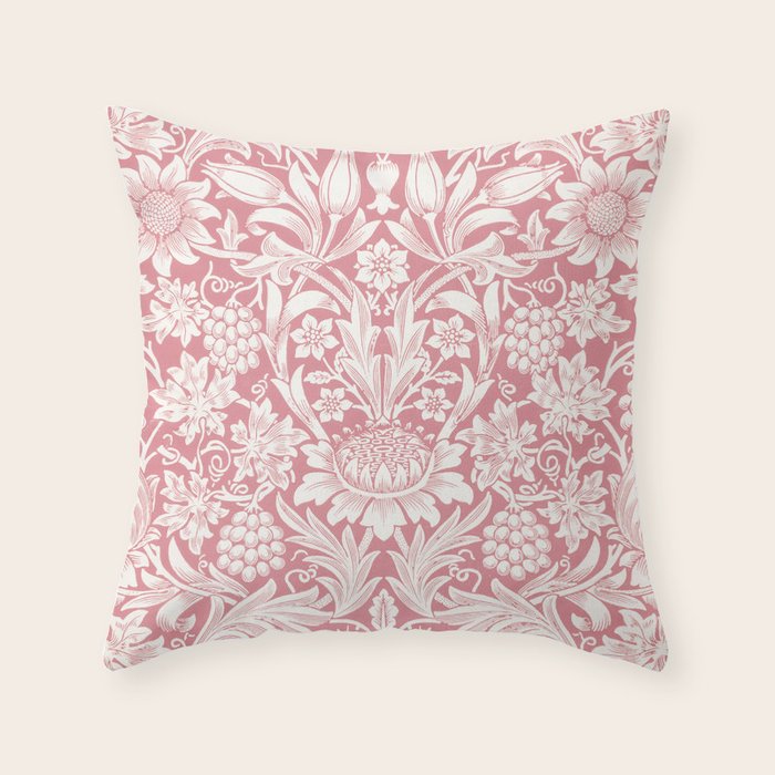 William Morris Sunflowers Pink Vintage Floral  Throw Pillow Gallery Image 6