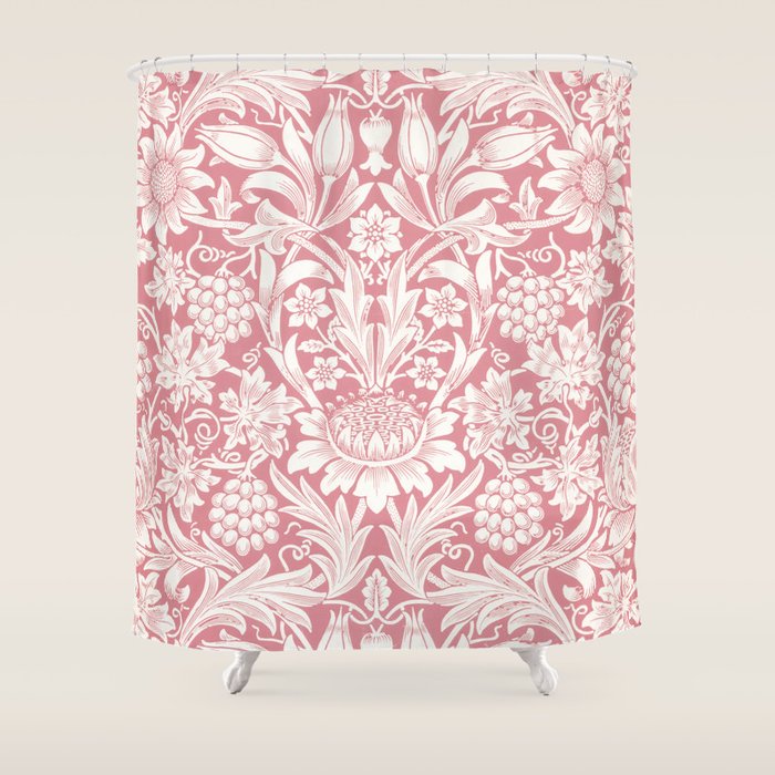 William Morris Sunflowers Pink Vintage Floral  Shower Curtain Gallery Image 1