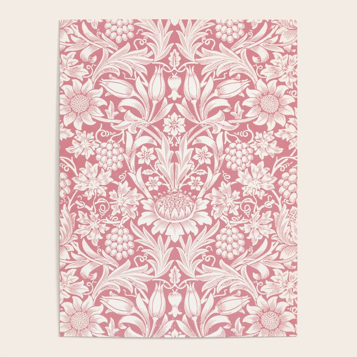 William Morris Sunflowers Pink Vintage Floral  Poster Gallery Image 4