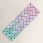 Cute Mermaid Pattern, Pink, Purple, Teal, Pastel Aesthetics Yoga Mat Gallery Image 1