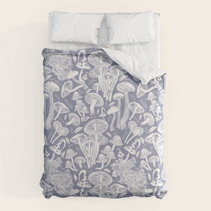 Delicious Autumn botanical poison IV // blue grey background Duvet Cover Gallery Image 1