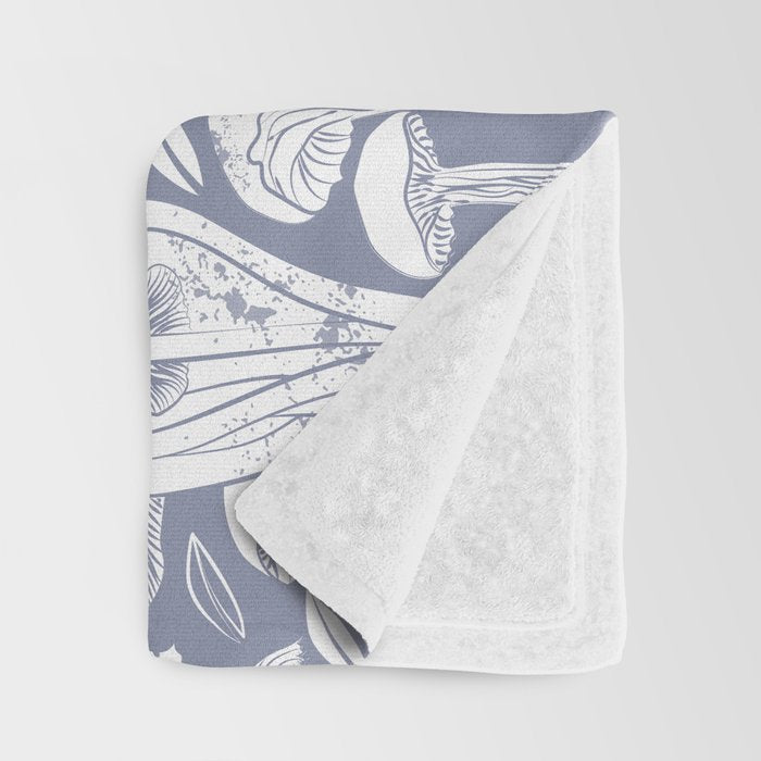 Delicious Autumn botanical poison IV // blue grey background Throw Blanket Gallery Image 3