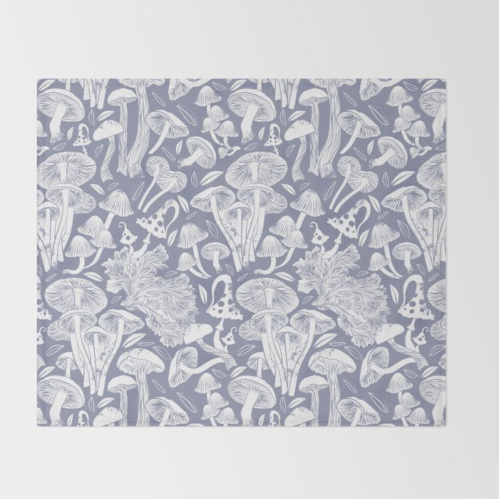 Delicious Autumn botanical poison IV // blue grey background Throw Blanket Gallery Image 2