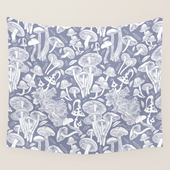 Delicious Autumn botanical poison IV // blue grey background Wall Tapestry