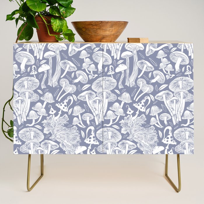 Delicious Autumn botanical poison IV // blue grey background Credenza Gallery Image 1