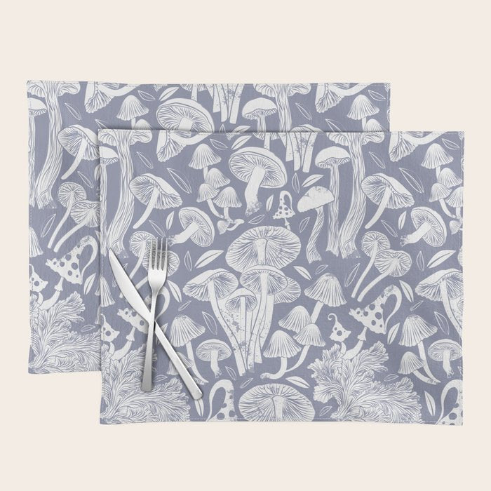 Delicious Autumn botanical poison IV // blue grey background Placemat Gallery Image 1