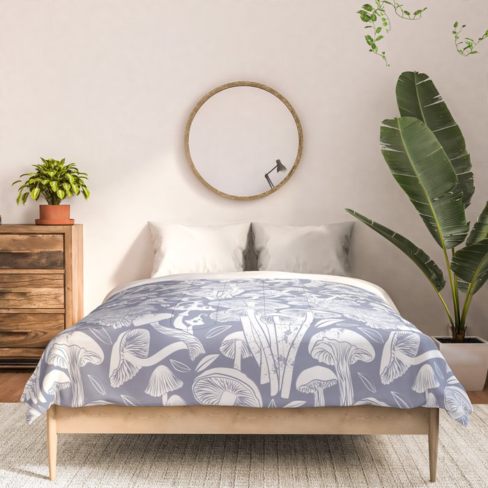 Delicious Autumn botanical poison IV // blue grey background Comforter Gallery Image 3