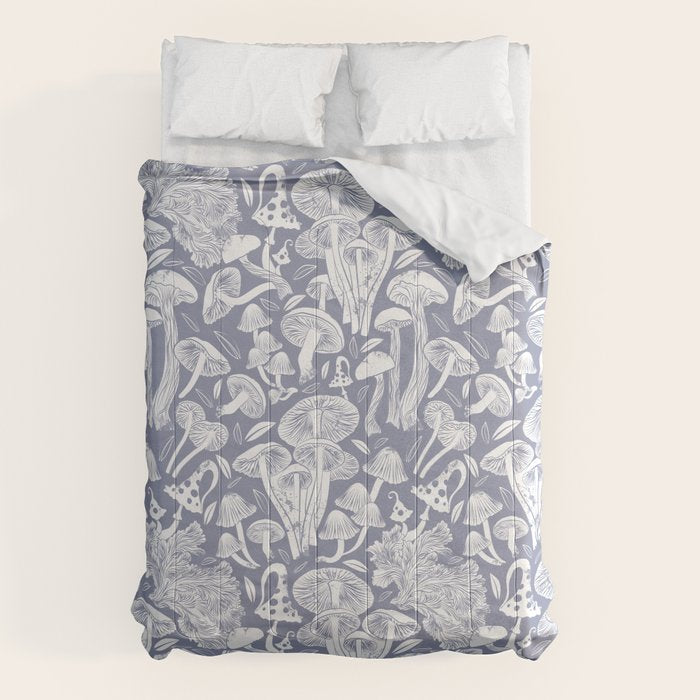 Delicious Autumn botanical poison IV // blue grey background Comforter Gallery Image 1