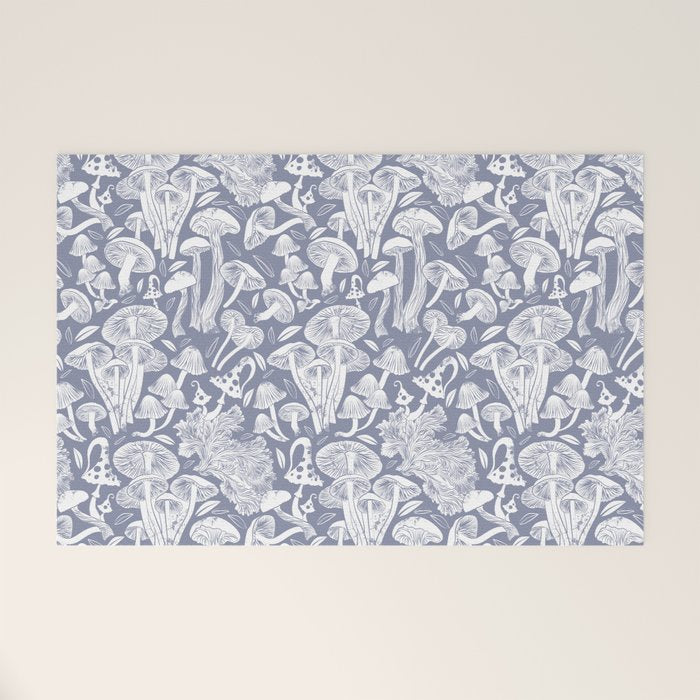 Delicious Autumn botanical poison IV // blue grey background Welcome Mat Gallery Image 1