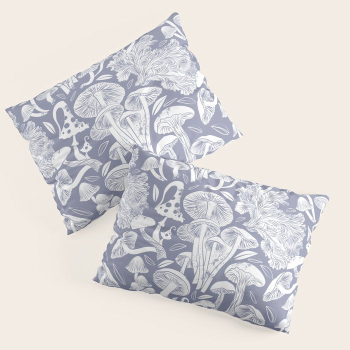 Delicious Autumn botanical poison IV // blue grey background Pillow Sham Gallery Image 3
