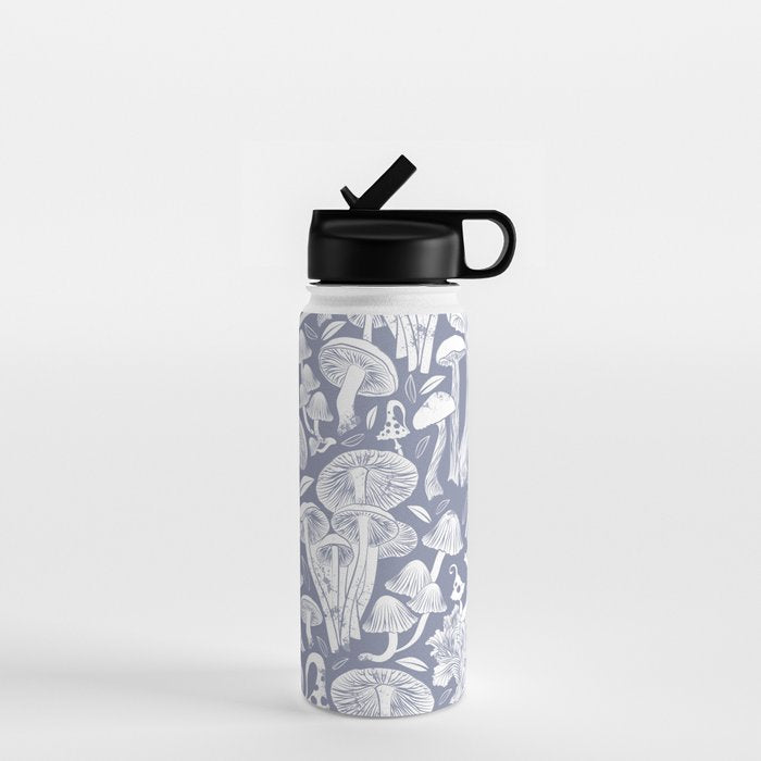 Delicious Autumn botanical poison IV // blue grey background Water Bottle Gallery Image 1
