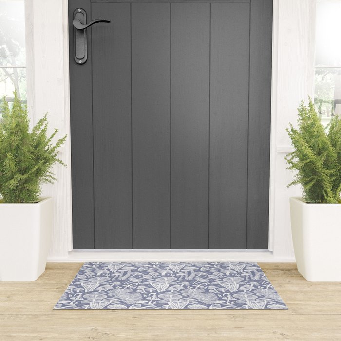Delicious Autumn botanical poison IV // blue grey background Welcome Mat Gallery Image 3