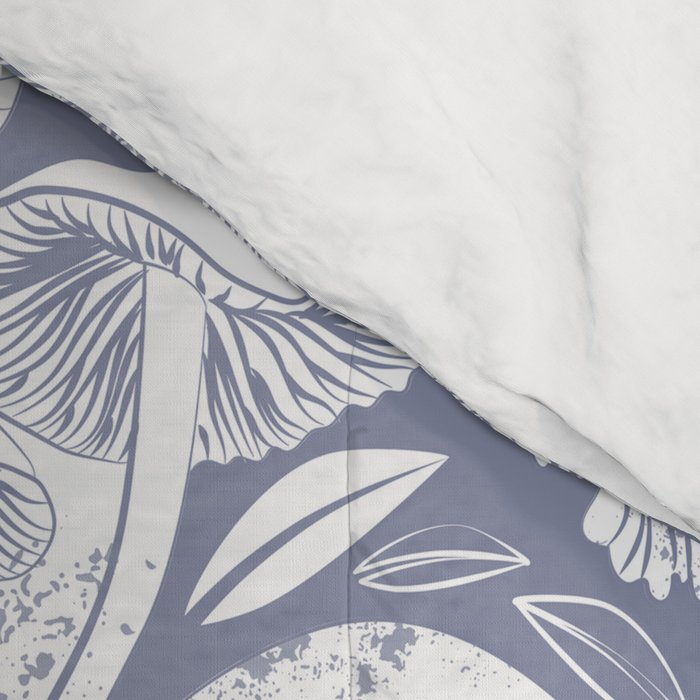 Delicious Autumn botanical poison IV // blue grey background Comforter Gallery Image 4