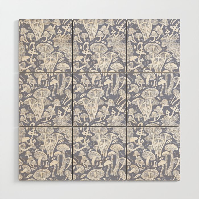 Delicious Autumn botanical poison IV // blue grey background Wood Wall Art Gallery Image 1