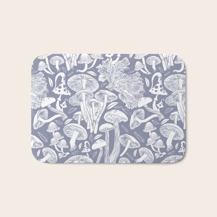 Delicious Autumn botanical poison IV // blue grey background Bath Mat Gallery Image 1