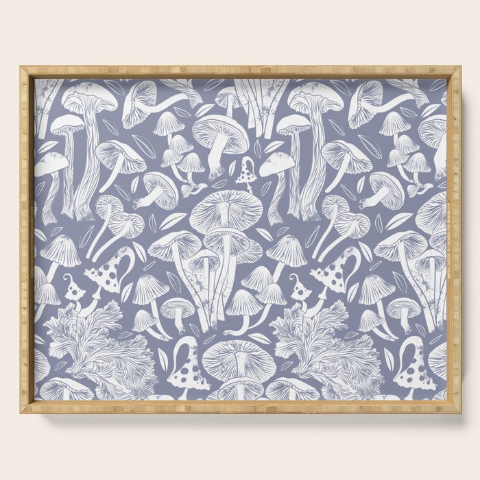 Delicious Autumn botanical poison IV // blue grey background Serving Tray Gallery Image 1