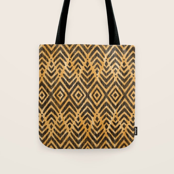 Feather Ikat - Marigold and black Tote Bag Gallery Image 1